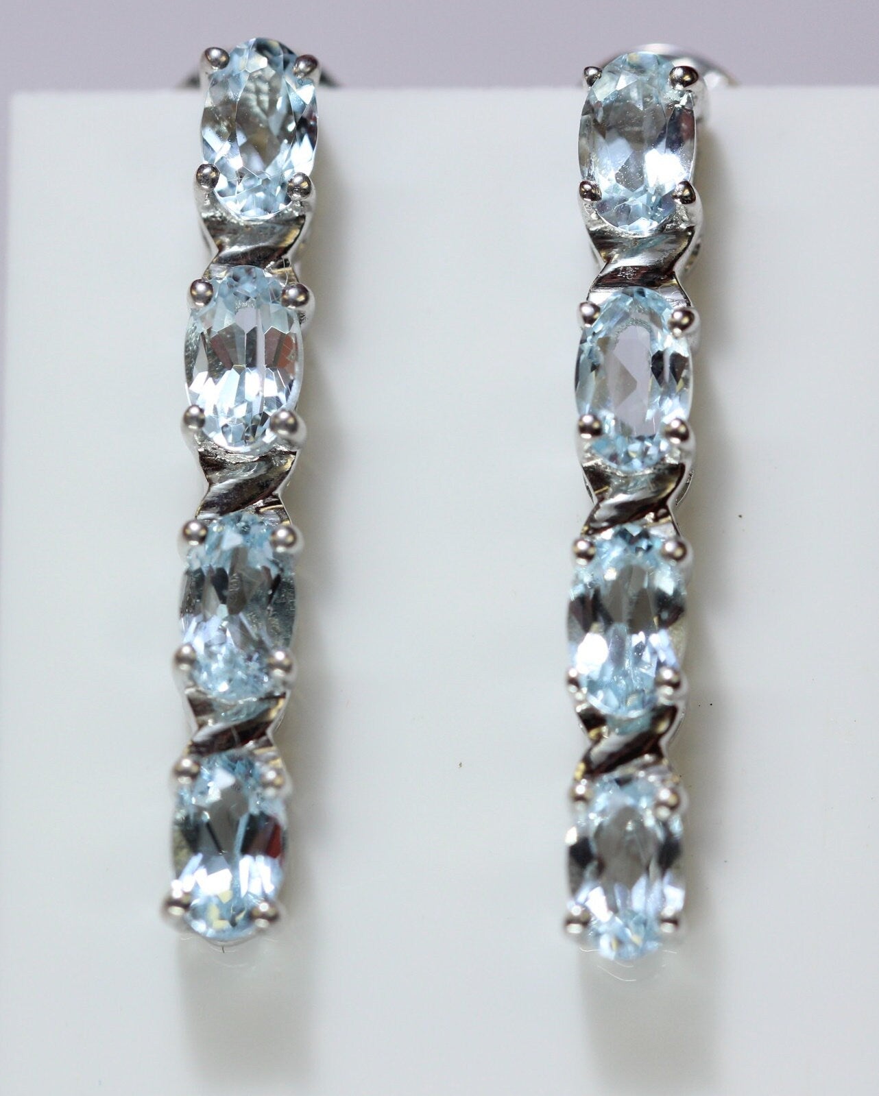 Edle 1,95 Carat Blautopas  Ohrstecker 925 Silber Ohrschmuck himmelblauer Topas