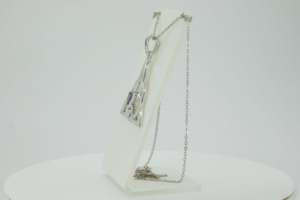 0,8 Carat grüner Onyx Anhanger keltischen Knotenmuster 925 Silber Unendllichkeit