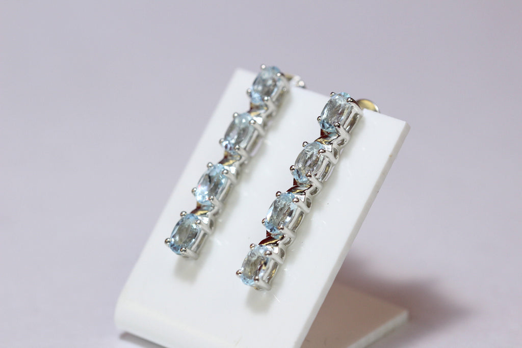 Edle 1,95 Carat Blautopas  Ohrstecker 925 Silber Ohrschmuck himmelblauer Topas
