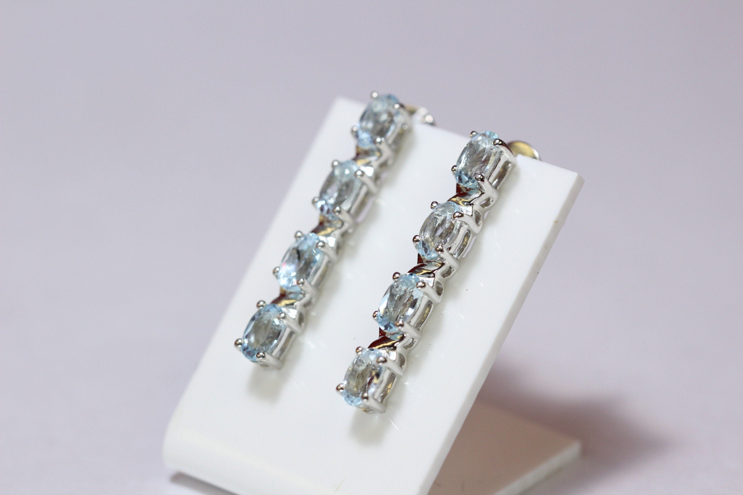 Edle 1,95 Carat Blautopas  Ohrstecker 925 Silber Ohrschmuck himmelblauer Topas