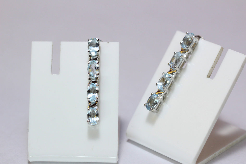 Edle 1,95 Carat Blautopas  Ohrstecker 925 Silber Ohrschmuck himmelblauer Topas