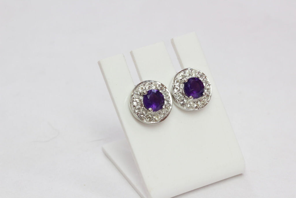 Edler 1,0 Carat Amethyst Ohrstecker Weiatopas 925 Silber Ohrschmuck Top