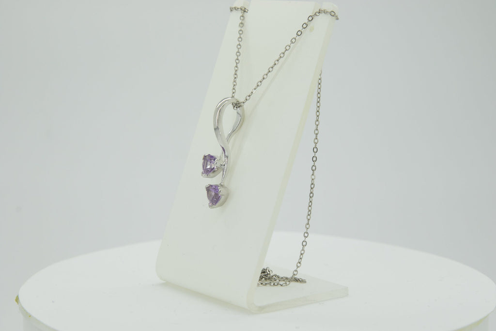 Amethyst Kette Silber 925 - Geburtsstein Februar Geschenk - Trillion Schliff Anhänger - Minimalistischer Violetter Schmuck - Edles Unikat