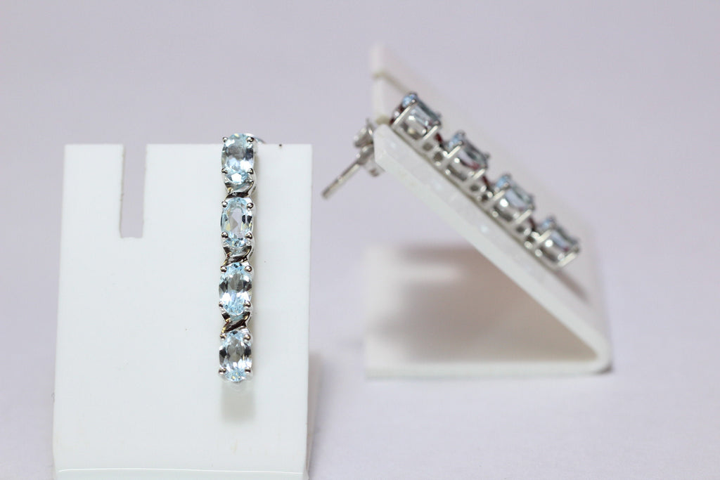 Edle 1,95 Carat Blautopas  Ohrstecker 925 Silber Ohrschmuck himmelblauer Topas
