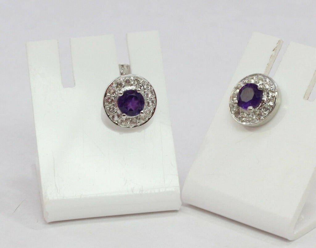 Edler 1,0 Carat Amethyst Ohrstecker Weiatopas 925 Silber Ohrschmuck Top