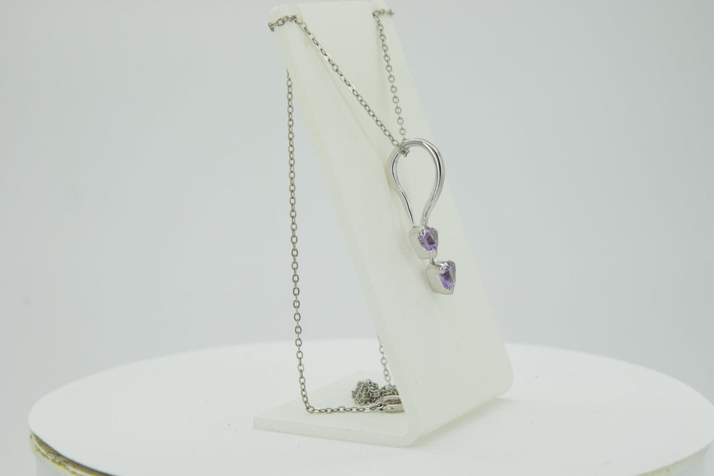 Amethyst Kette Silber 925 - Geburtsstein Februar Geschenk - Trillion Schliff Anhänger - Minimalistischer Violetter Schmuck - Edles Unikat