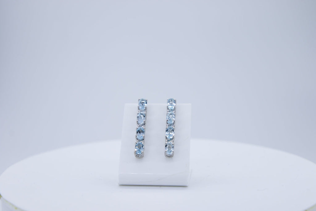 Edle 1,95 Carat Blautopas  Ohrstecker 925 Silber Ohrschmuck himmelblauer Topas