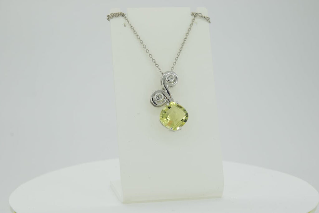 Edler 3,25 Carat Limonenquarz weisstopas Anhanger 925 Silber Collier Kette Lemon
