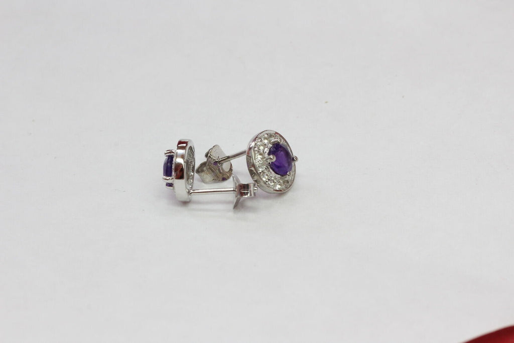 Edler 1,0 Carat Amethyst Ohrstecker Weiatopas 925 Silber Ohrschmuck Top