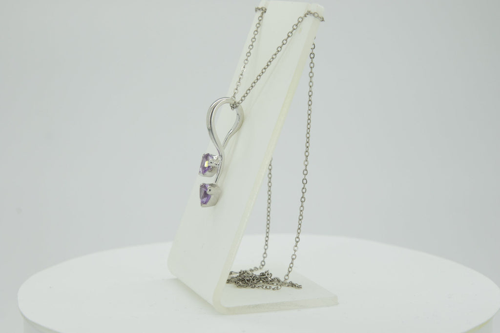 Amethyst Kette Silber 925 - Geburtsstein Februar Geschenk - Trillion Schliff Anhänger - Minimalistischer Violetter Schmuck - Edles Unikat