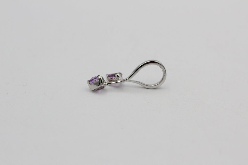 Amethyst Kette Silber 925 - Geburtsstein Februar Geschenk - Trillion Schliff Anhänger - Minimalistischer Violetter Schmuck - Edles Unikat