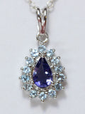 Edler 1,36 Carat Iolith weisstopas Anhanger 925 Silber Collier Kette Top Edel