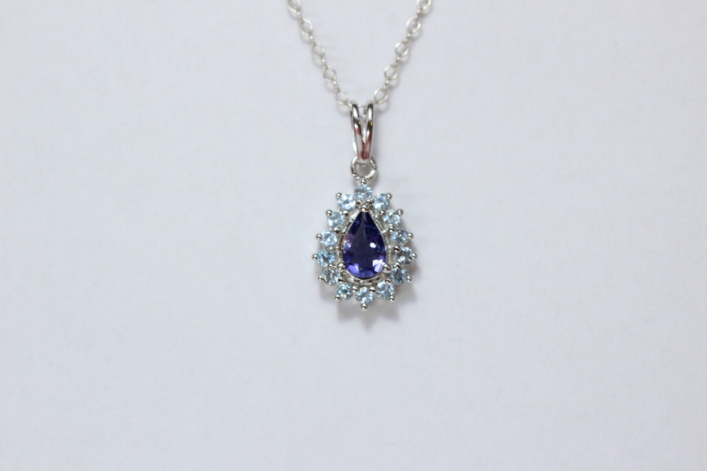 Edler 1,36 Carat Iolith weisstopas Anhanger 925 Silber Collier Kette Top Edel