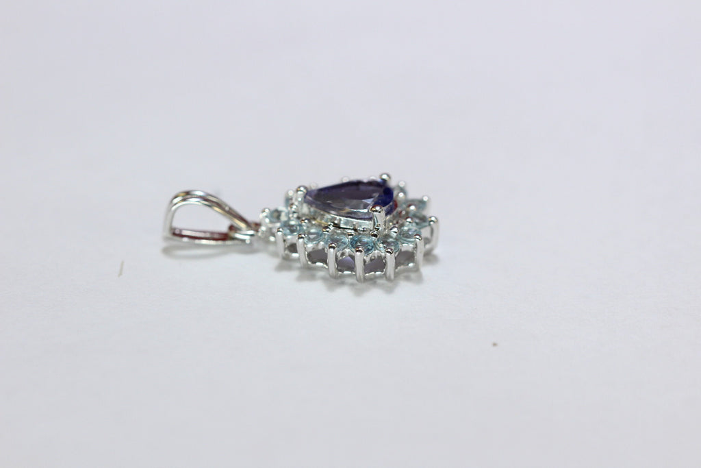 Edler 1,36 Carat Iolith weisstopas Anhanger 925 Silber Collier Kette Top Edel