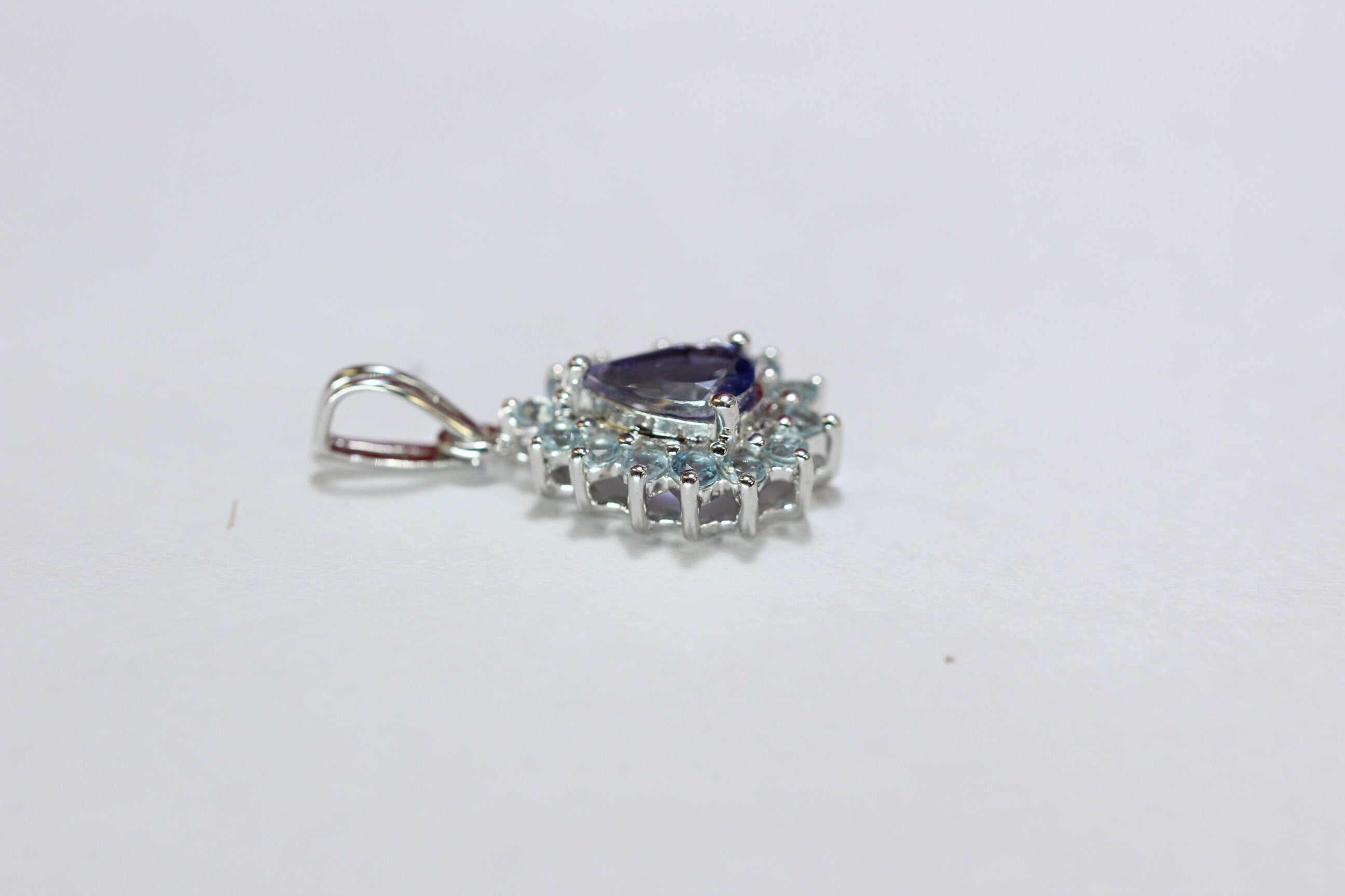 Edler 1,36 Carat Iolith weisstopas Anhanger 925 Silber Collier Kette Top Edel