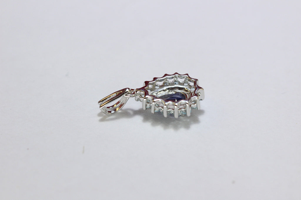 Edler 1,36 Carat Iolith weisstopas Anhanger 925 Silber Collier Kette Top Edel
