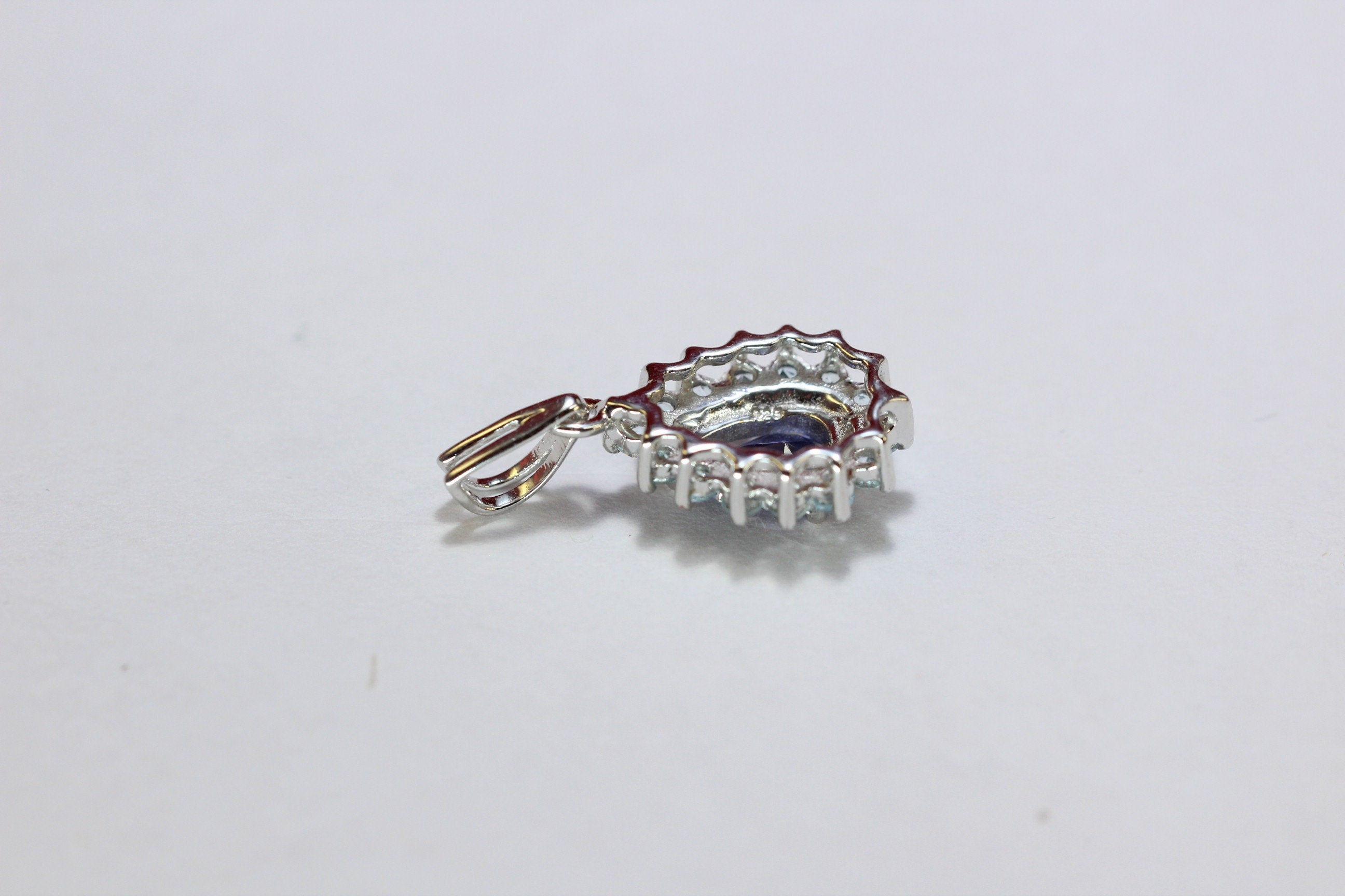 Edler 1,36 Carat Iolith weisstopas Anhanger 925 Silber Collier Kette Top Edel