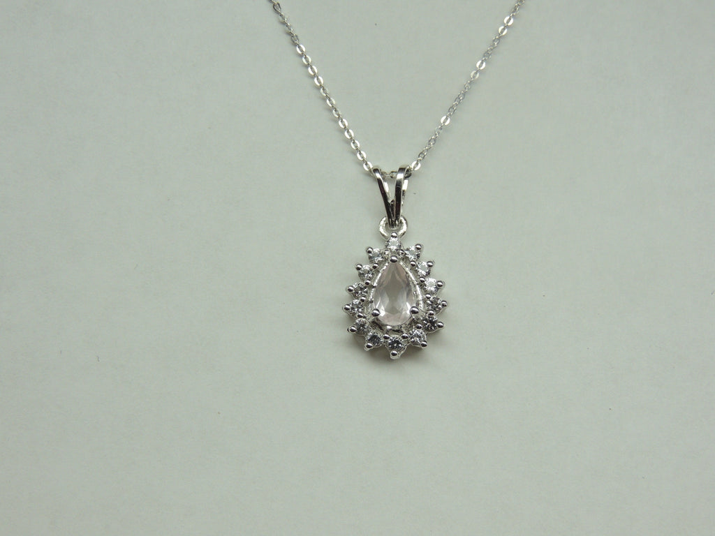 Edler 1,3 Carat Rosenquarz weisstopas Anhanger 925 Silber  Top Edel