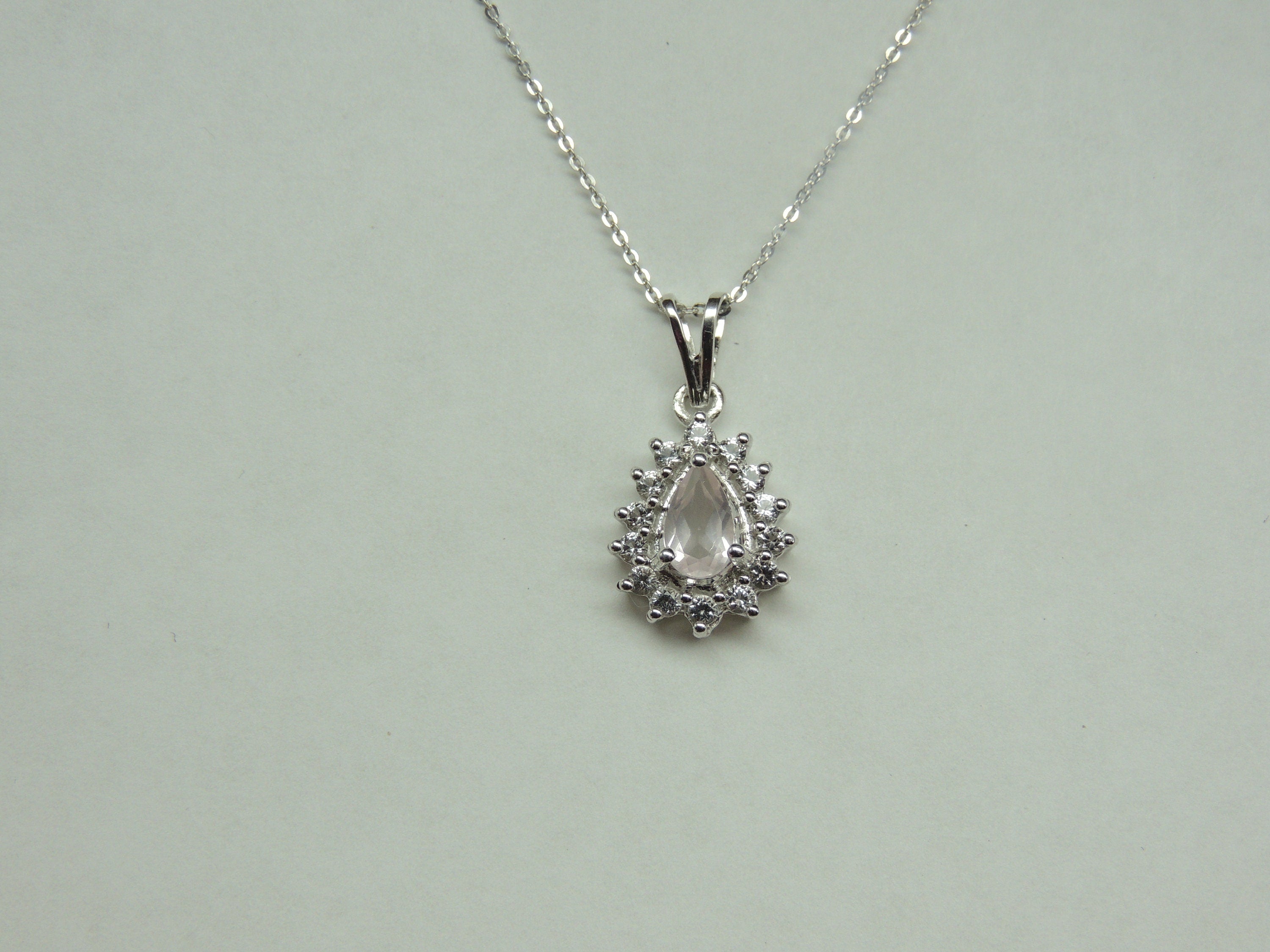 Edler 1,3 Carat Rosenquarz weisstopas Anhanger 925 Silber  Top Edel
