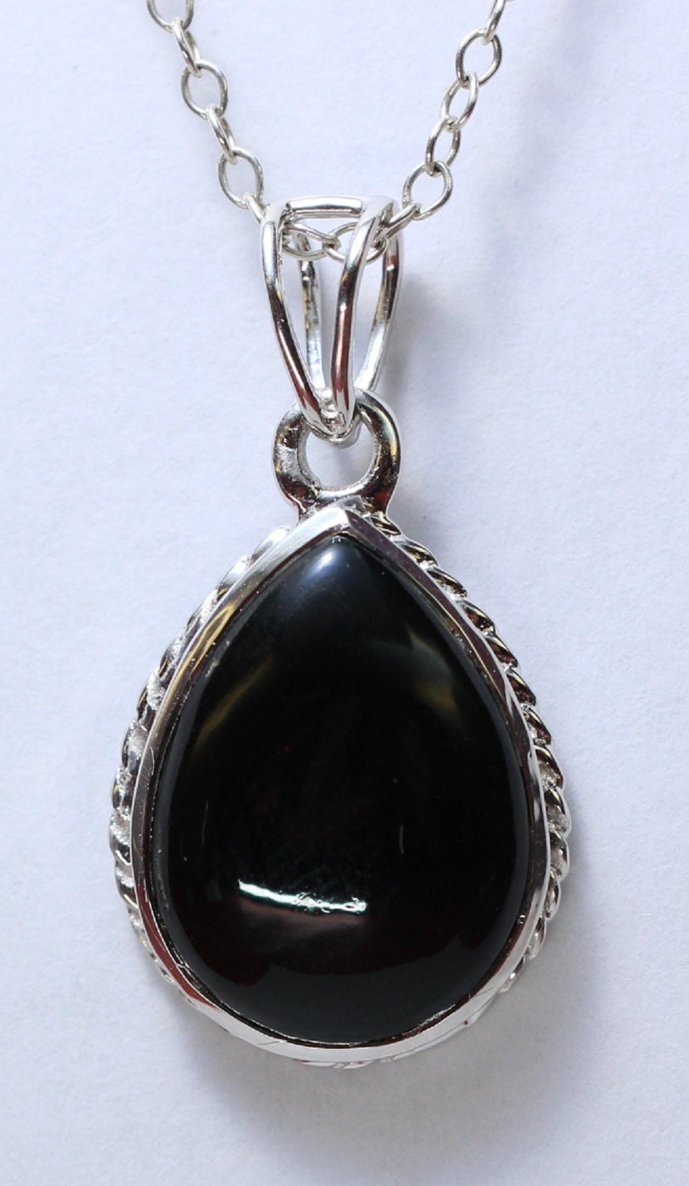 Edler 5,2 Carat schwarzer Onxy Anhangr 925 Silber schwarzer Edelstein Kette