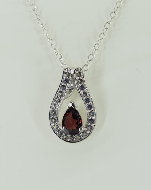 0,65 Carat Granat Anhanger 925 Silber weisstopas 925 Silber Collier Kette