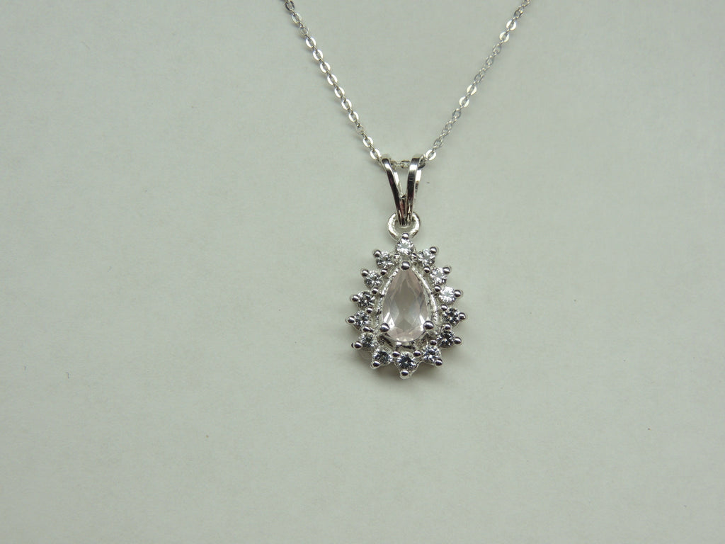 Edler 1,3 Carat Rosenquarz weisstopas Anhanger 925 Silber  Top Edel