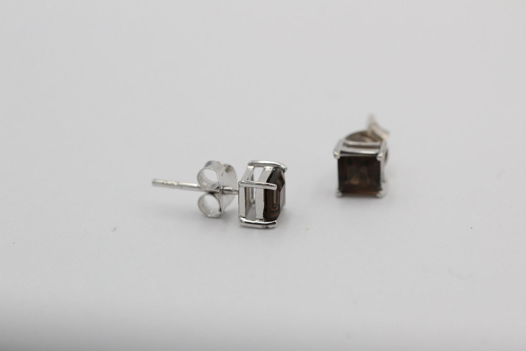 2,0 Carat Rauchquarz Ohrstecker 925 Silber Rauchtopas Edelsteinschmuck Top