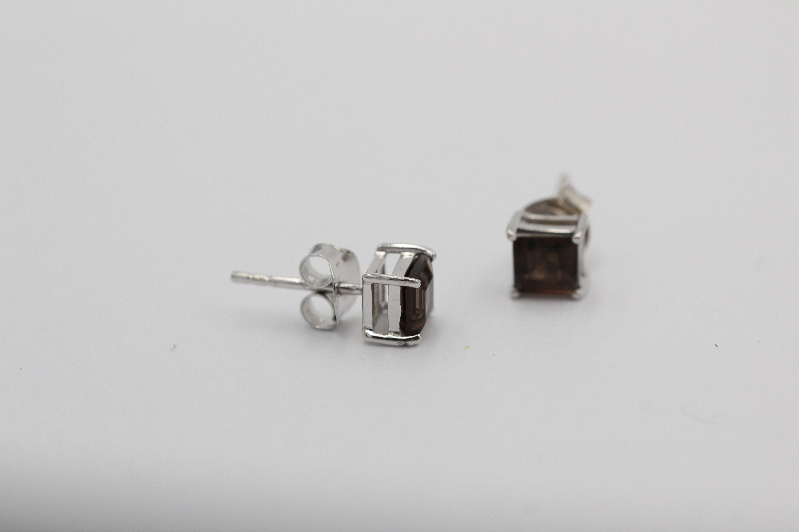 2,0 Carat Rauchquarz Ohrstecker 925 Silber Rauchtopas Edelsteinschmuck Top