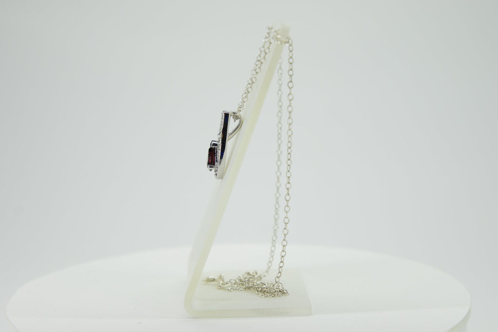 0,65 Carat Granat Anhanger 925 Silber weisstopas 925 Silber Collier Kette