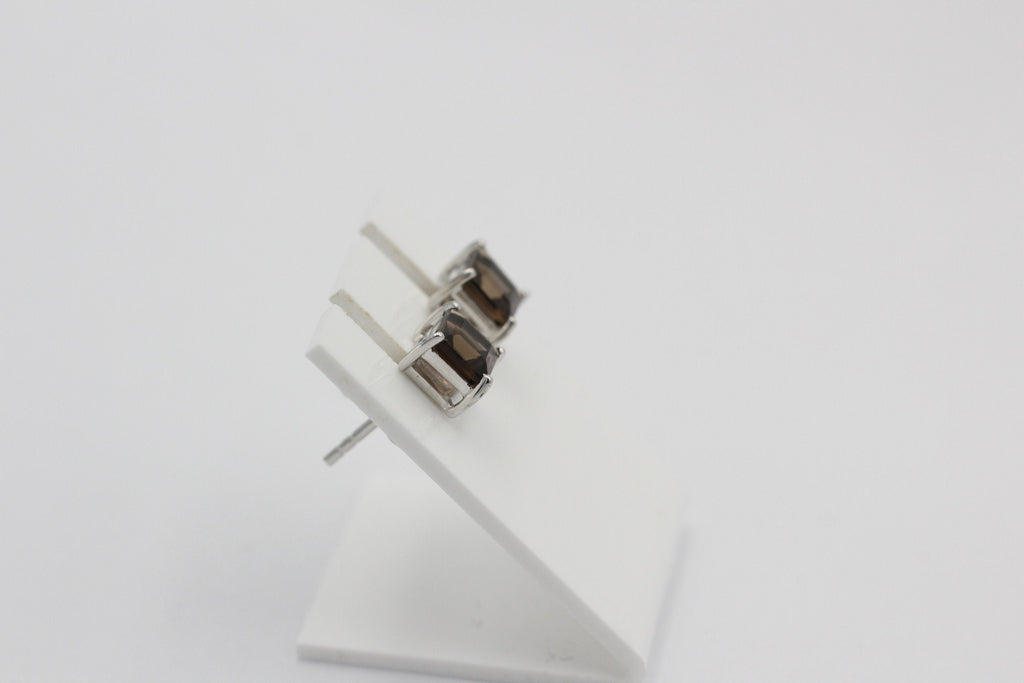 2,0 Carat Rauchquarz Ohrstecker 925 Silber Rauchtopas Edelsteinschmuck Top