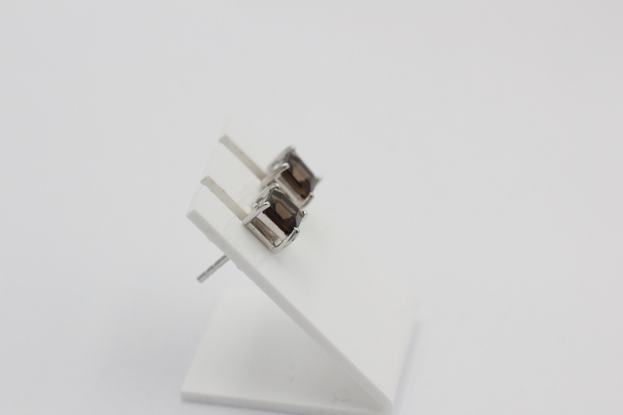 2,0 Carat Rauchquarz Ohrstecker 925 Silber Rauchtopas Edelsteinschmuck Top