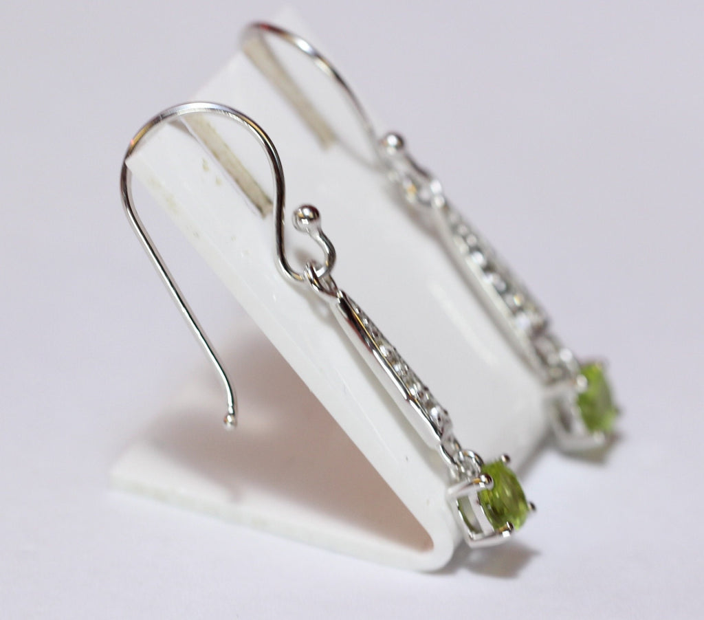 Edle 0,95 Carat Peridot weisstopas Ohrhanger 925 Silber  weisser Topas Olivin