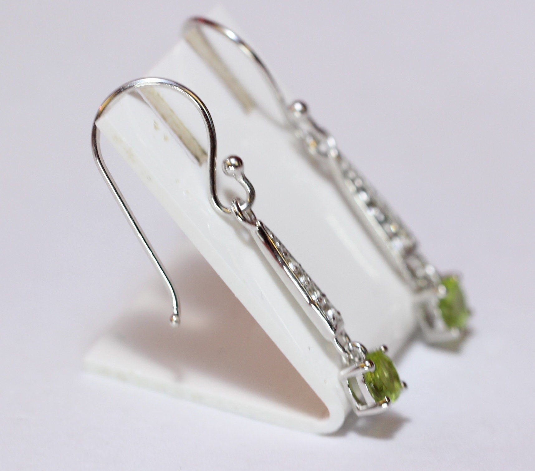 Edle 0,95 Carat Peridot weisstopas Ohrhanger 925 Silber  weisser Topas Olivin