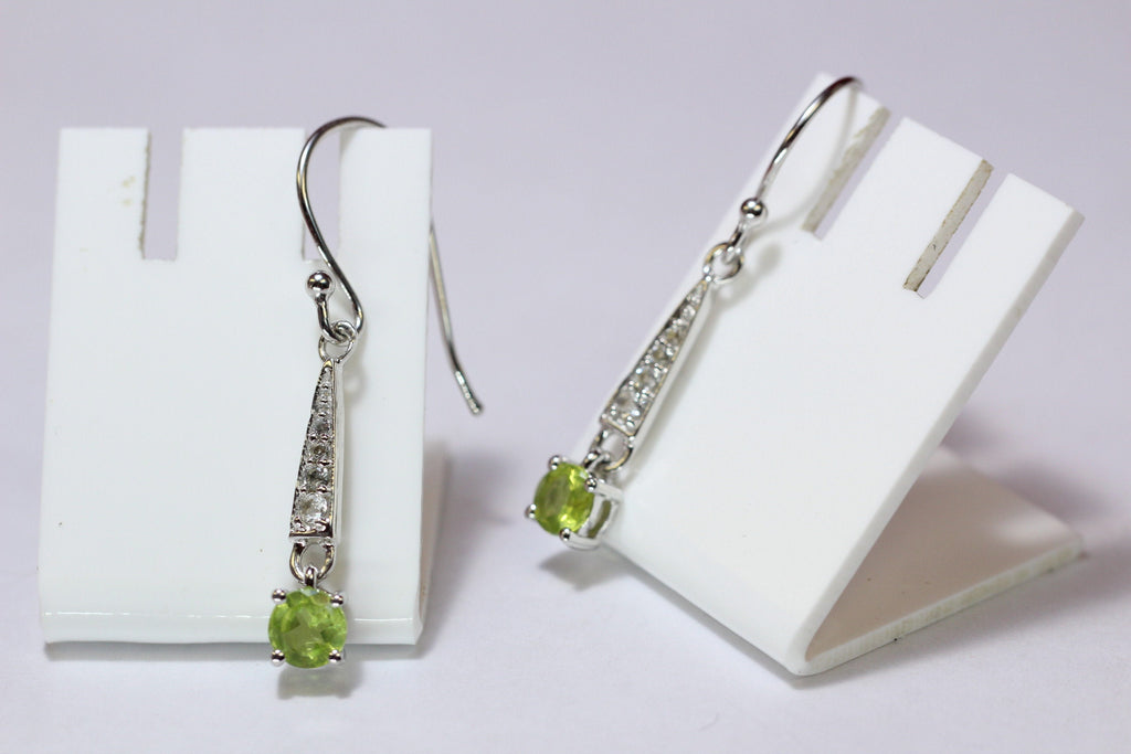 Edle 0,95 Carat Peridot weisstopas Ohrhanger 925 Silber  weisser Topas Olivin