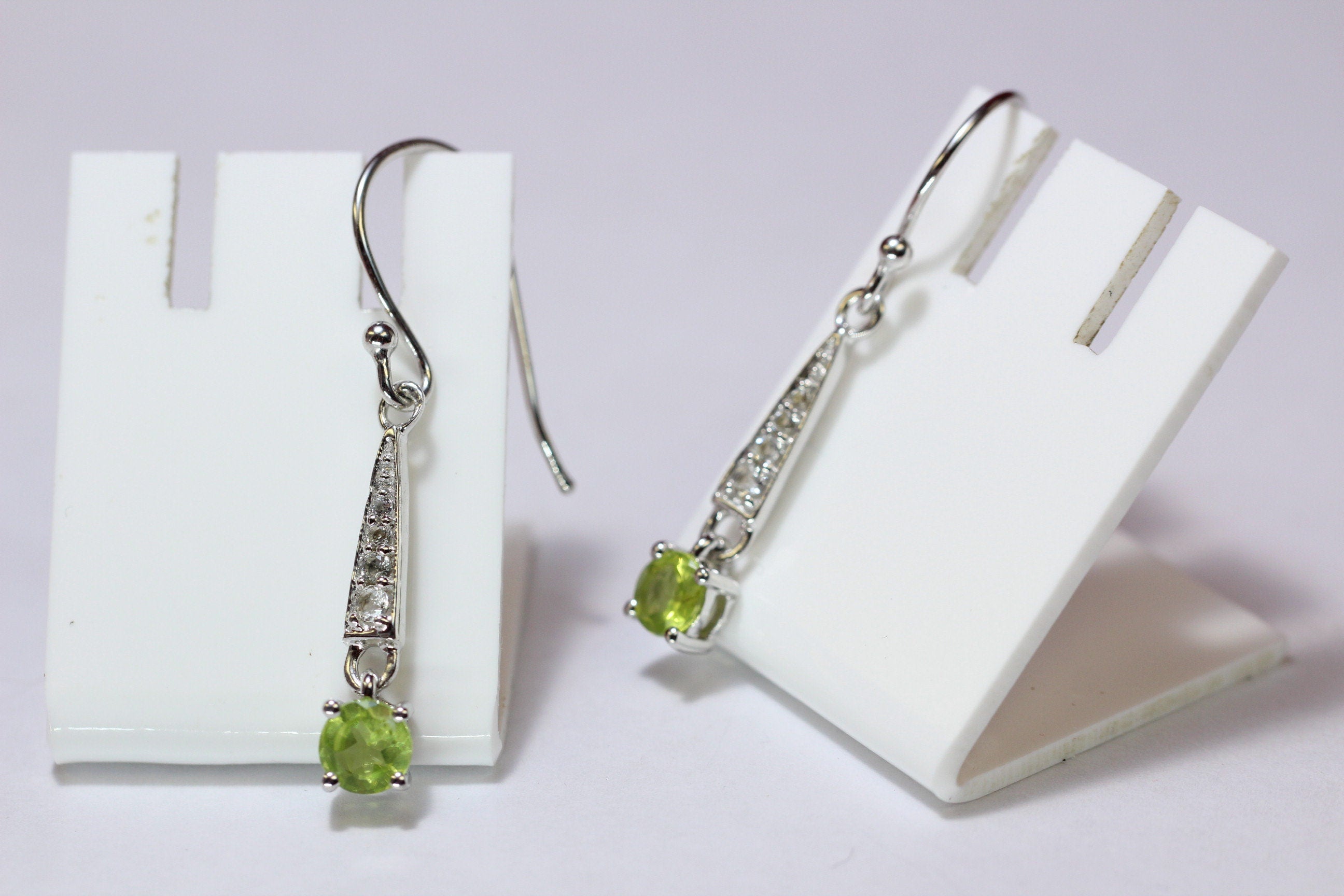 Edle 0,95 Carat Peridot weisstopas Ohrhanger 925 Silber  weisser Topas Olivin