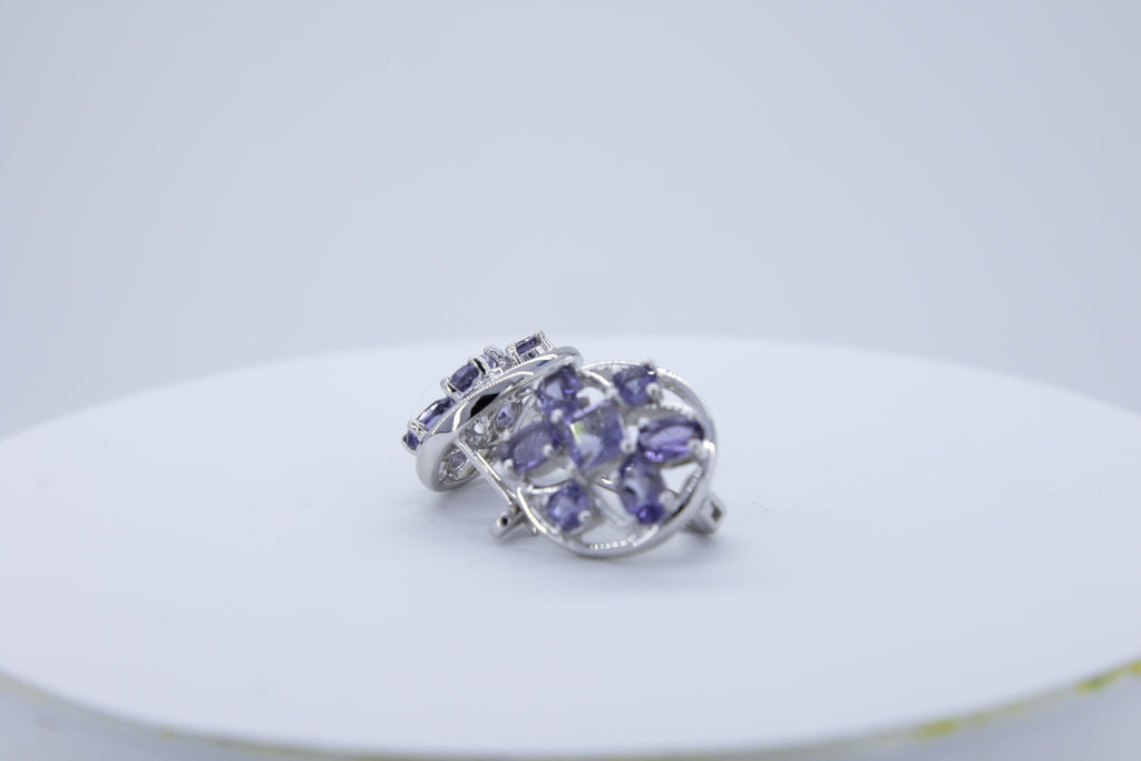 Design pur 7,4 Carat Iolith Ohrschmuck 925 Silber Ohrstecker Ohrring Wassersaphir