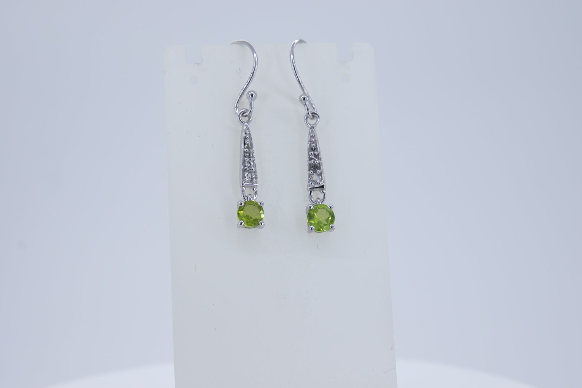 Edle 0,95 Carat Peridot weisstopas Ohrhanger 925 Silber  weisser Topas Olivin