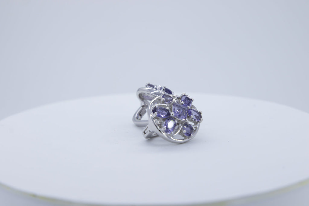 Design pur 7,4 Carat Iolith Ohrschmuck 925 Silber Ohrstecker Ohrring Wassersaphir