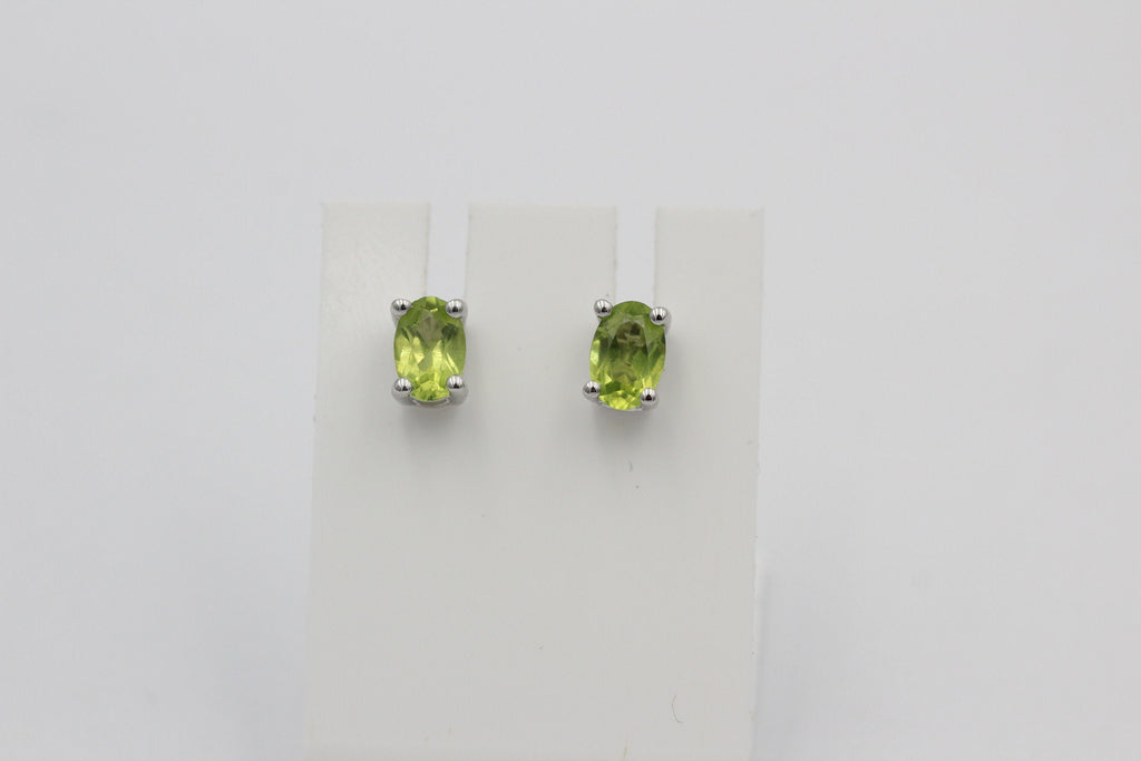 Edle 1,0 Carat Peridot  Ohrstecker 925 Silber Ohrring Ohrschmuck Olivin Top