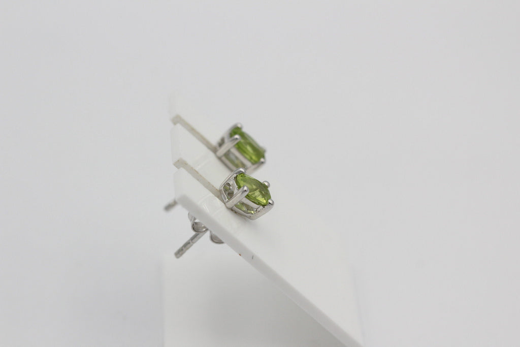 Edle 1,0 Carat Peridot  Ohrstecker 925 Silber Ohrring Ohrschmuck Olivin Top