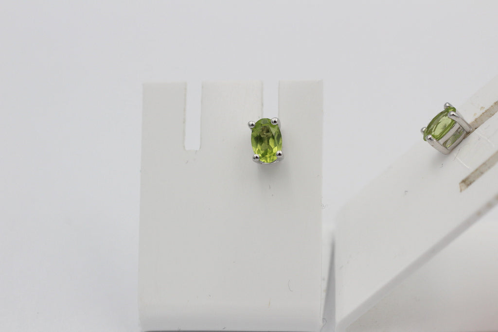 Edle 1,0 Carat Peridot  Ohrstecker 925 Silber Ohrring Ohrschmuck Olivin Top