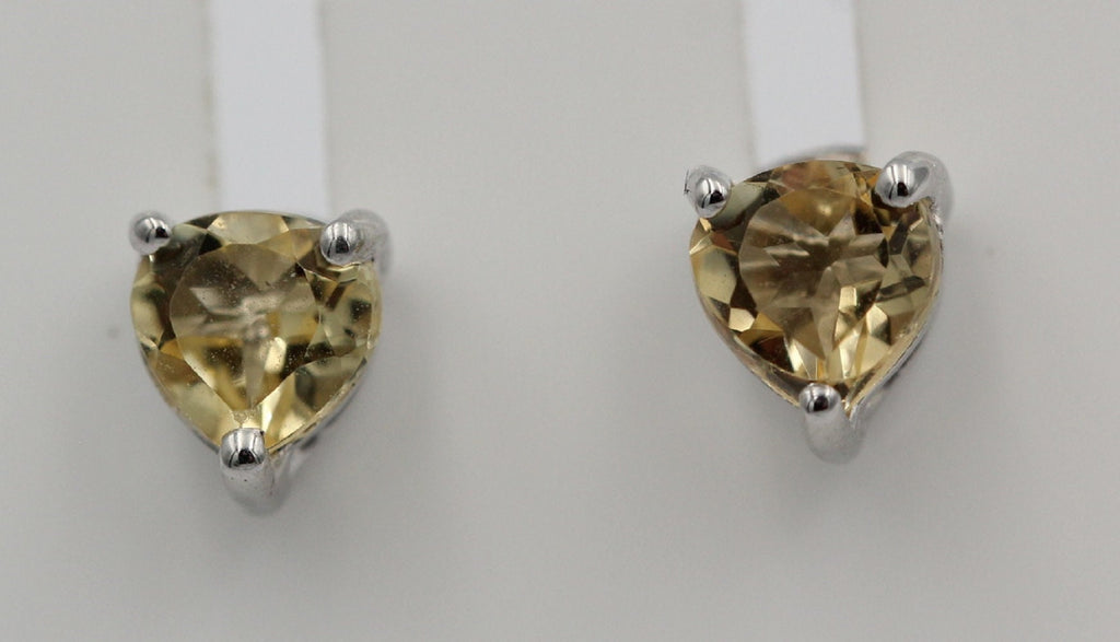 0,9 Carat Citrin Herz Ohrstecker 925 Silber Herzohrstecker gelber Edelstein