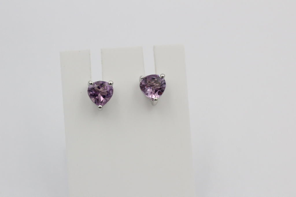 0,9 Carat Amethyst Herz Ohrstecker 925 Silber Herzohrstecker violetter Edelstein