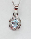 Edler 0,8 Carat Blautopas weisstopas Anhänger 925 Silber Edelstein
