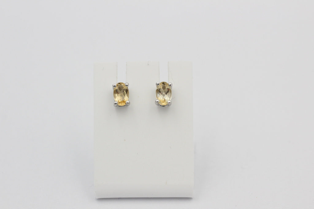 Edle 1,0 Cara Citrin Ohrstecker 925 Silber Ohrring Ohrschmuck gelber Edelstein