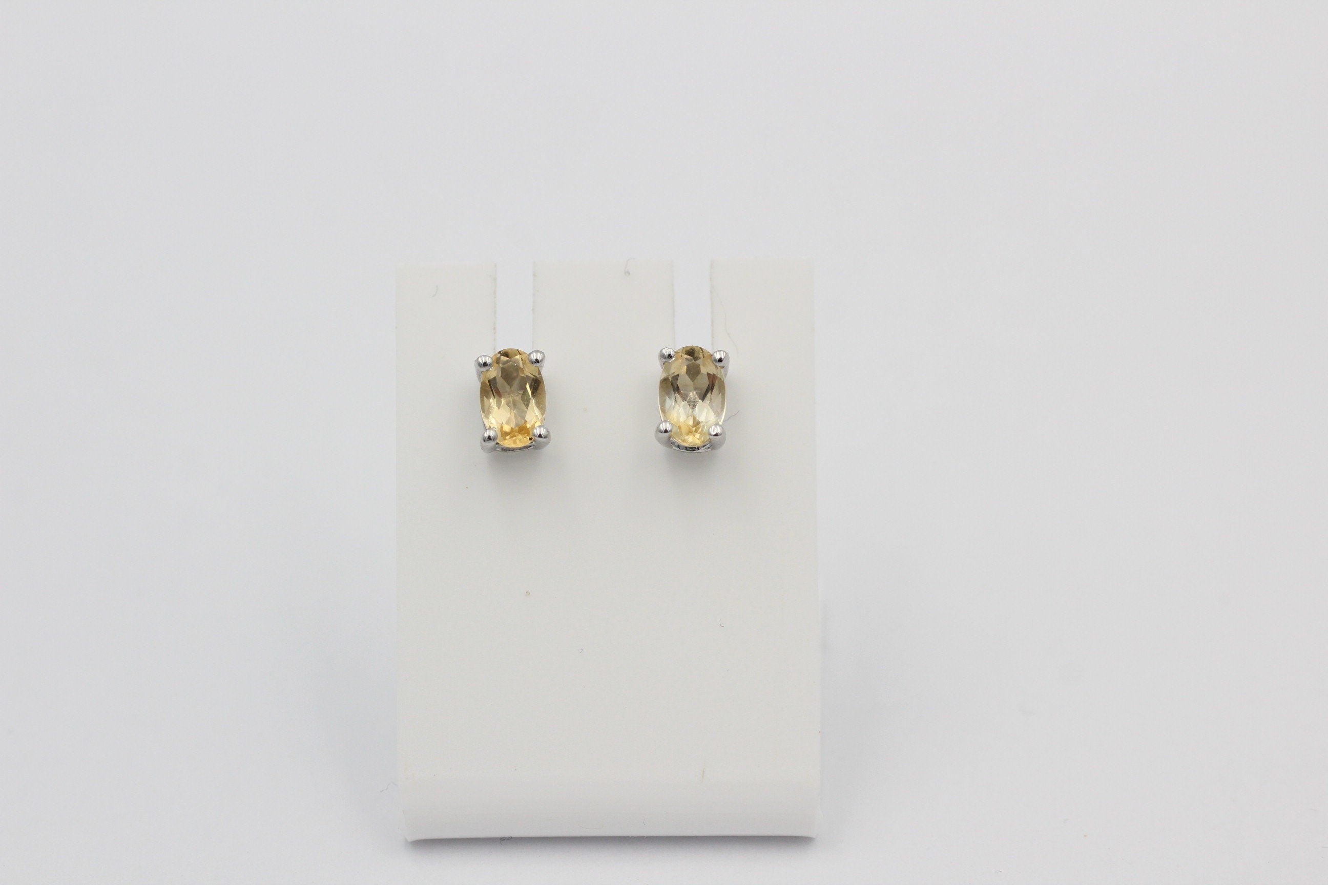 Edle 1,0 Cara Citrin Ohrstecker 925 Silber Ohrring Ohrschmuck gelber Edelstein