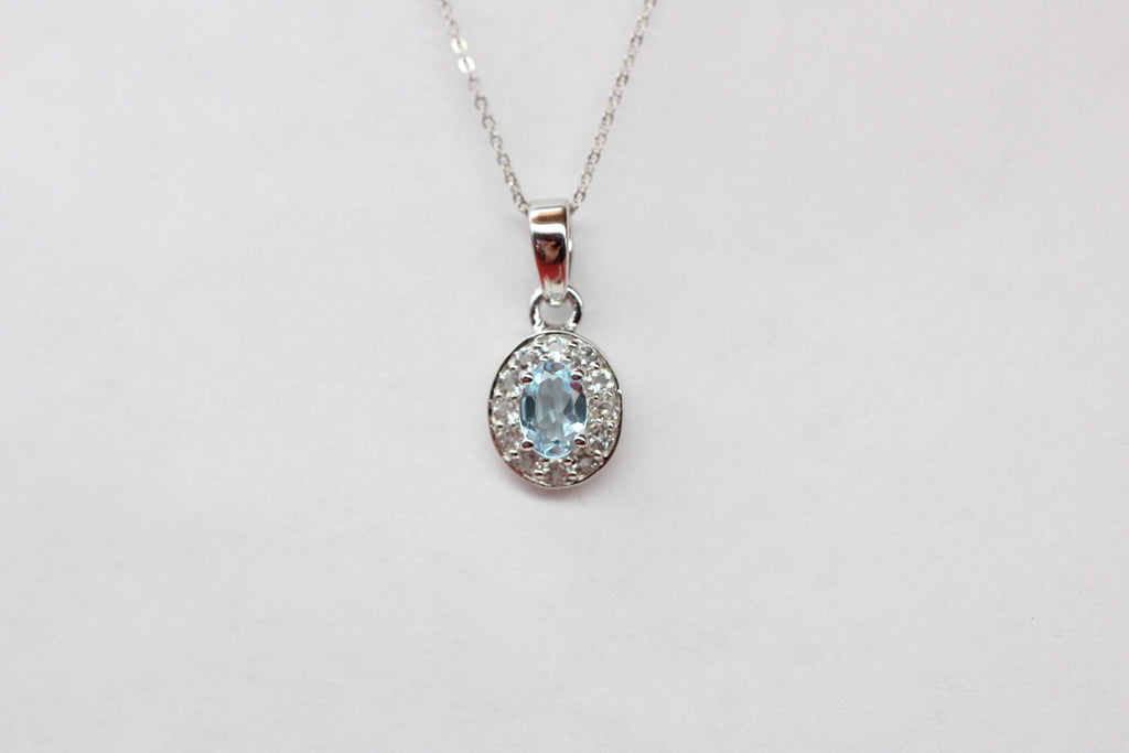 Edler 0,8 Carat Blautopas weisstopas Anhänger 925 Silber Edelstein