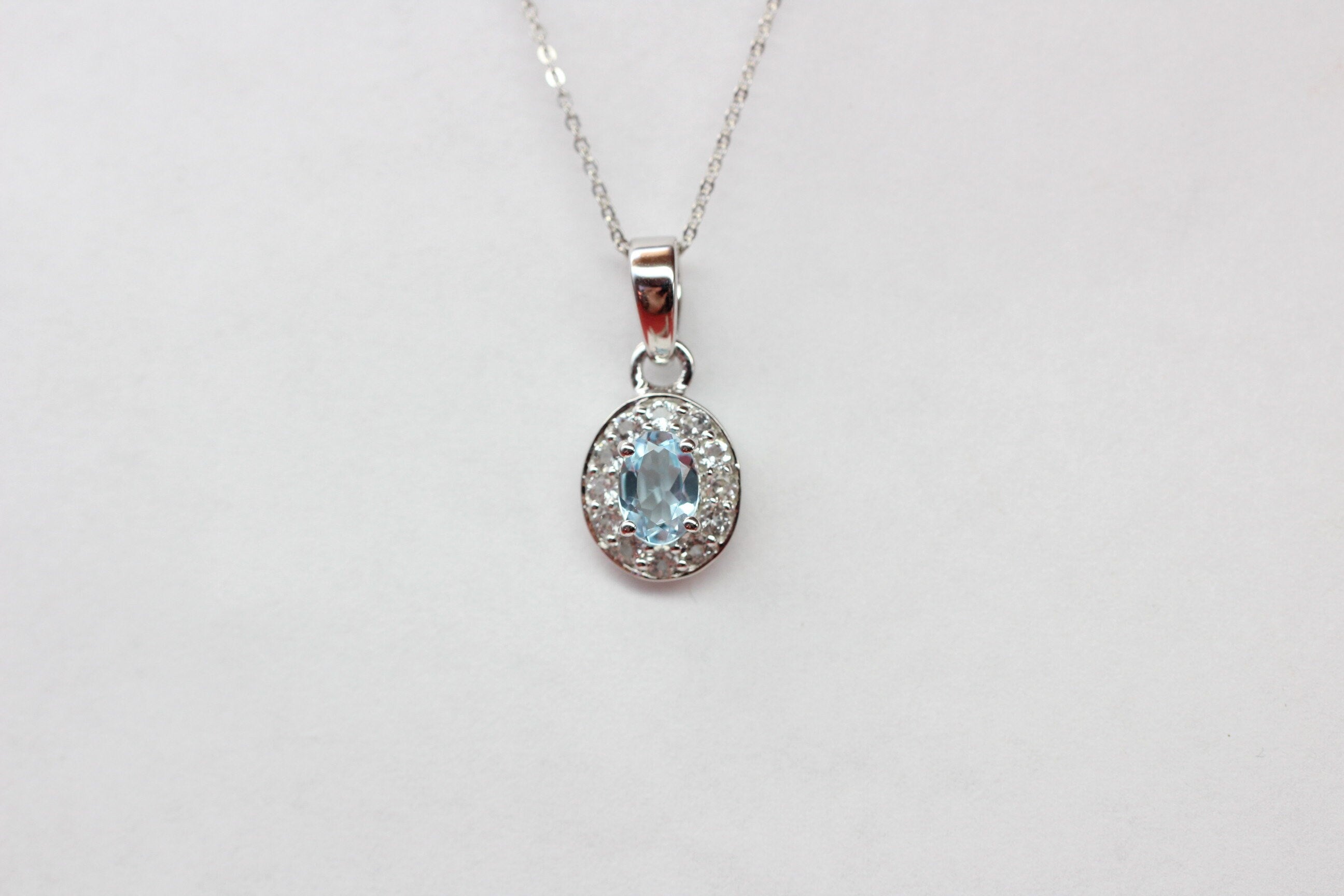 Edler 0,8 Carat Blautopas weisstopas Anhänger 925 Silber Edelstein