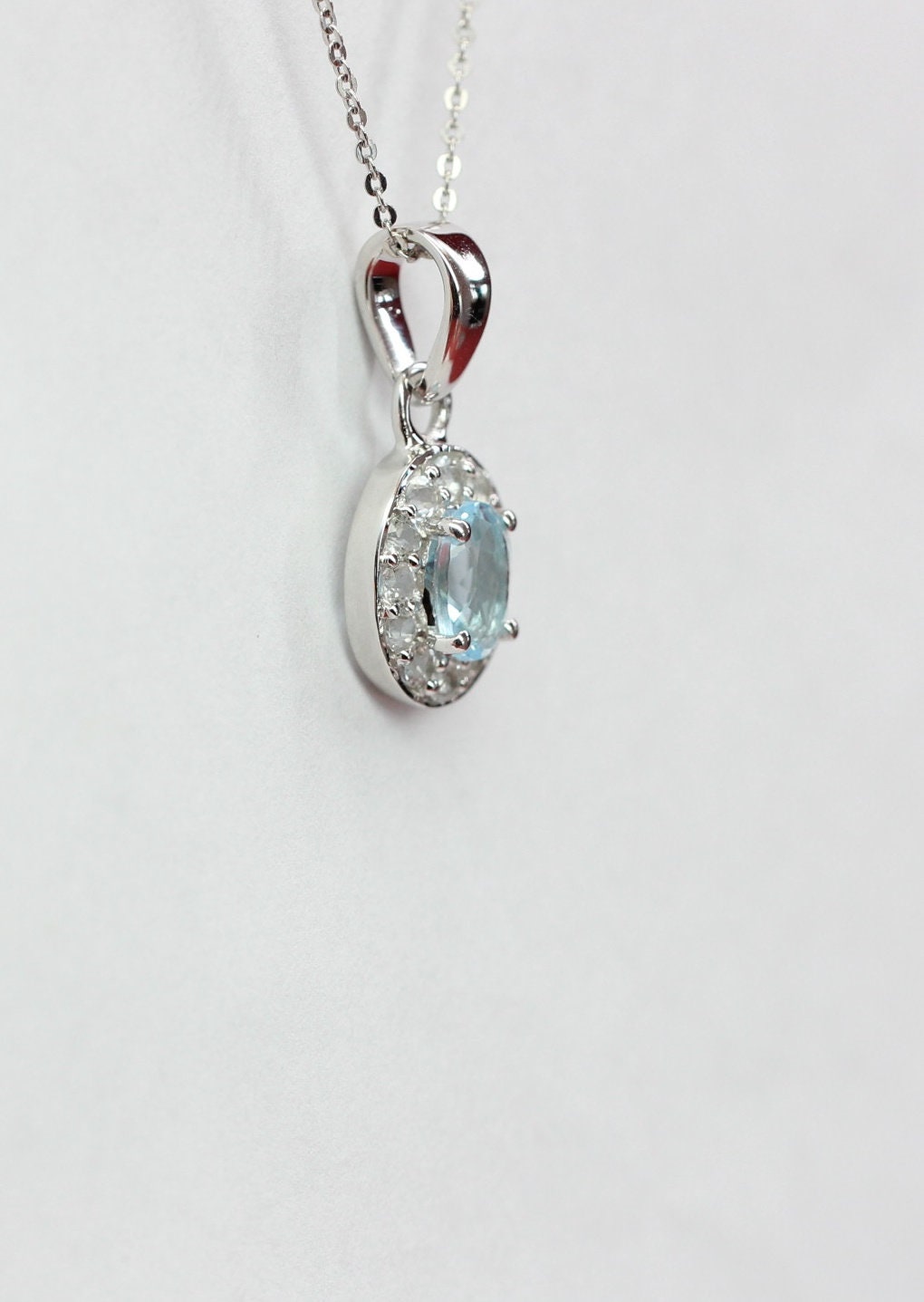 Edler 0,8 Carat Blautopas weisstopas Anhänger 925 Silber Edelstein