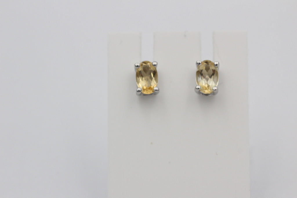 Edle 1,0 Cara Citrin Ohrstecker 925 Silber Ohrring Ohrschmuck gelber Edelstein